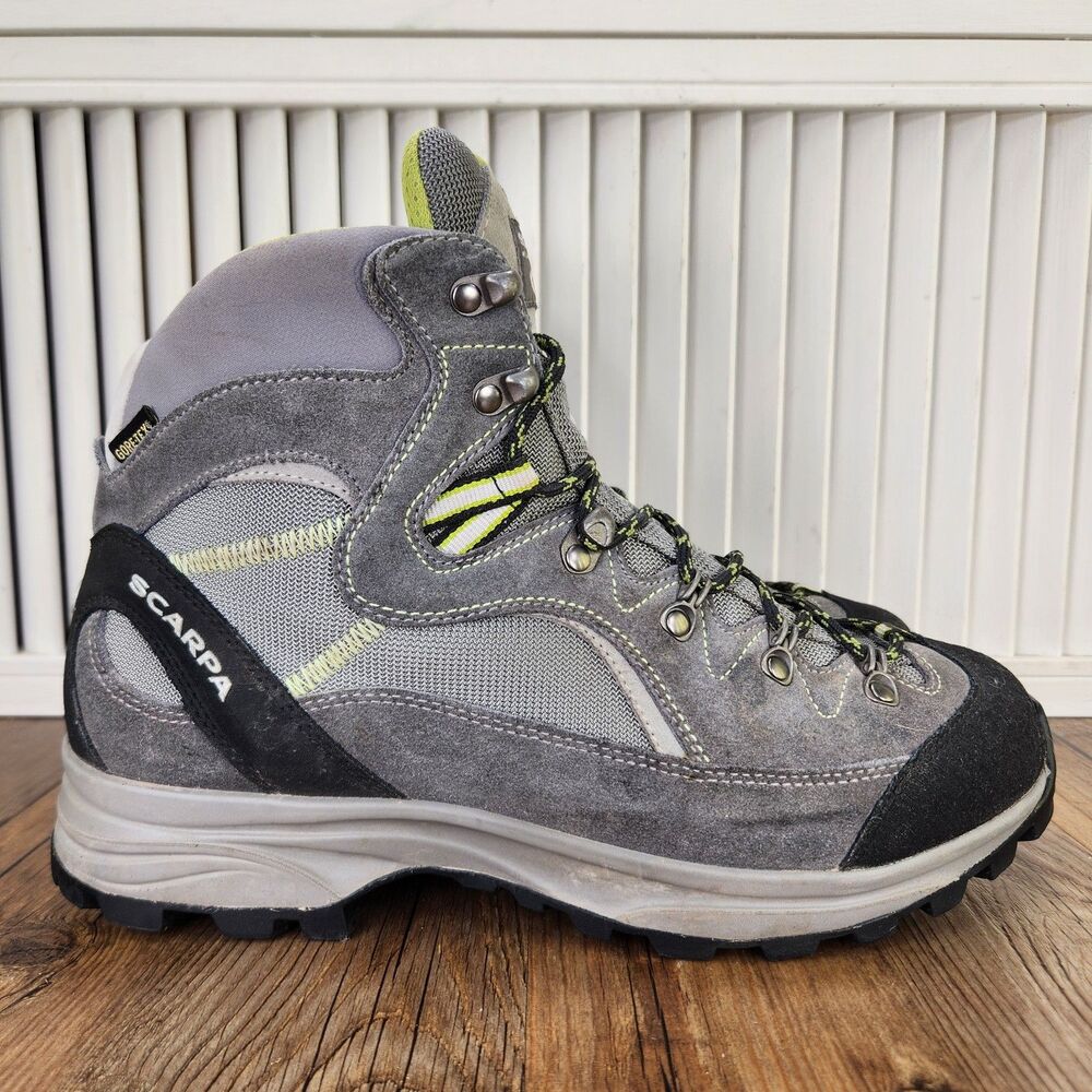Scarpa Manali GTX Hiking Boots Womens Sz 9.5 Gray Suede Waterproof Outdoor Ankle